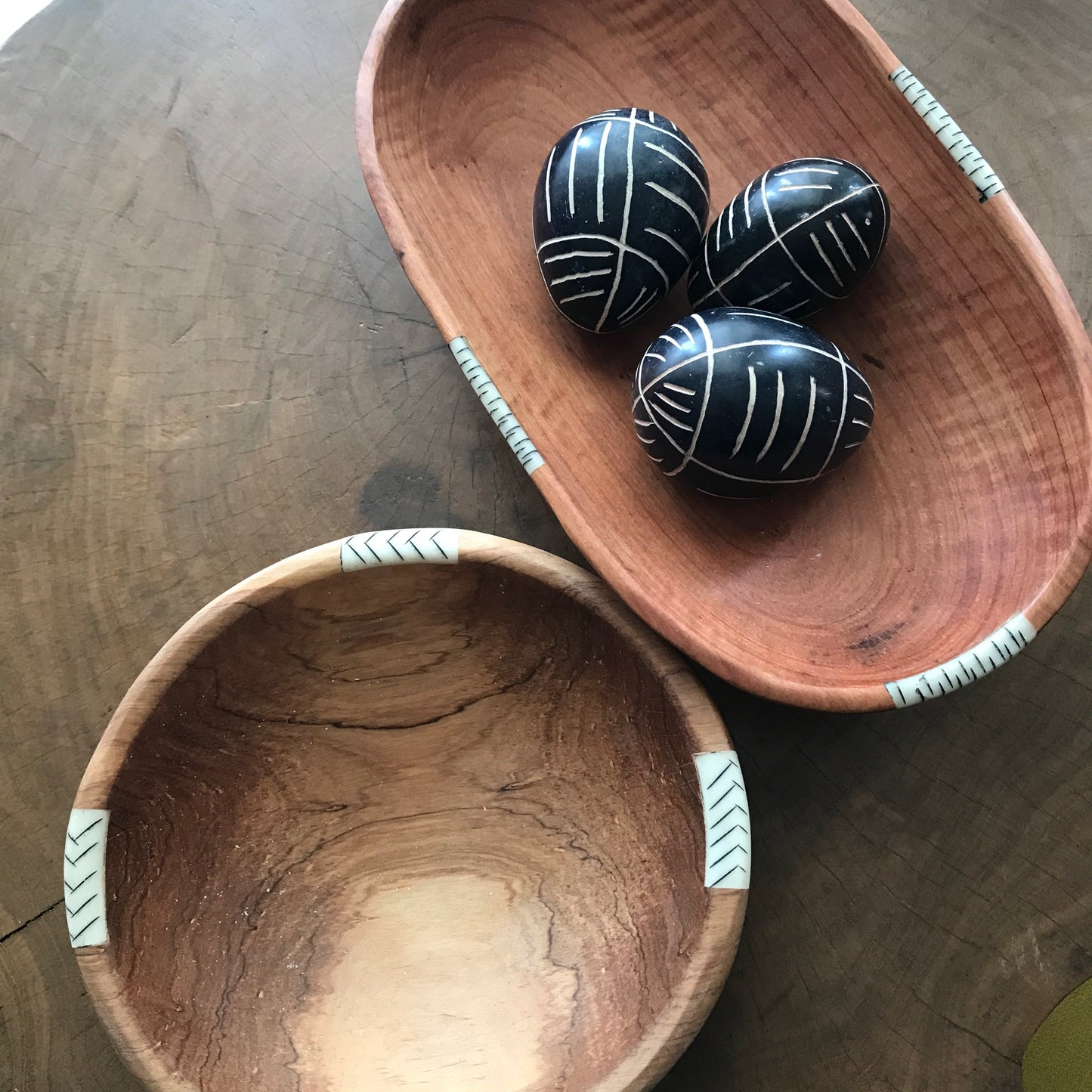 Bowls with bone detail