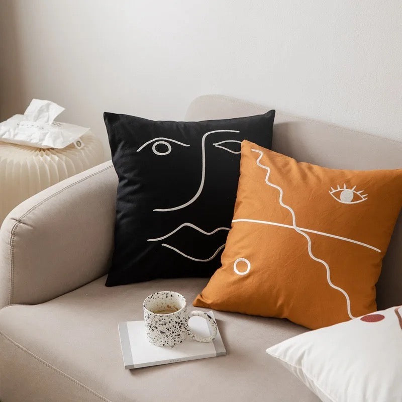 Line art pillow cover